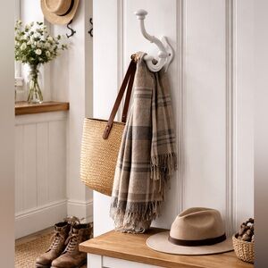 NEW Pottery Barn Stockton Classic White Cast Iron Heavy Duty Wall Curtain Hook